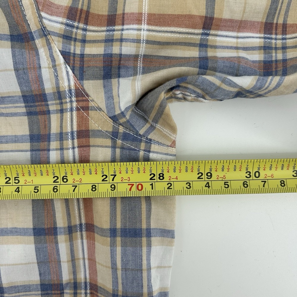 Ridgecut Toughwear Mens 2XL Yellow Blue Plaid Short Sleeve Work Shirt Dadcore - Picture 7 of 8
